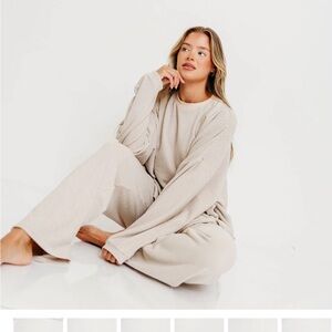SHOP WORTH COLLECTIVE Campbell stripe set Cozy Cream Loungewear Set